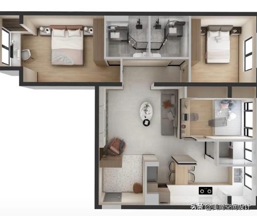 刀把型户型怎么改成三房,3居刀把户型改造装修案例