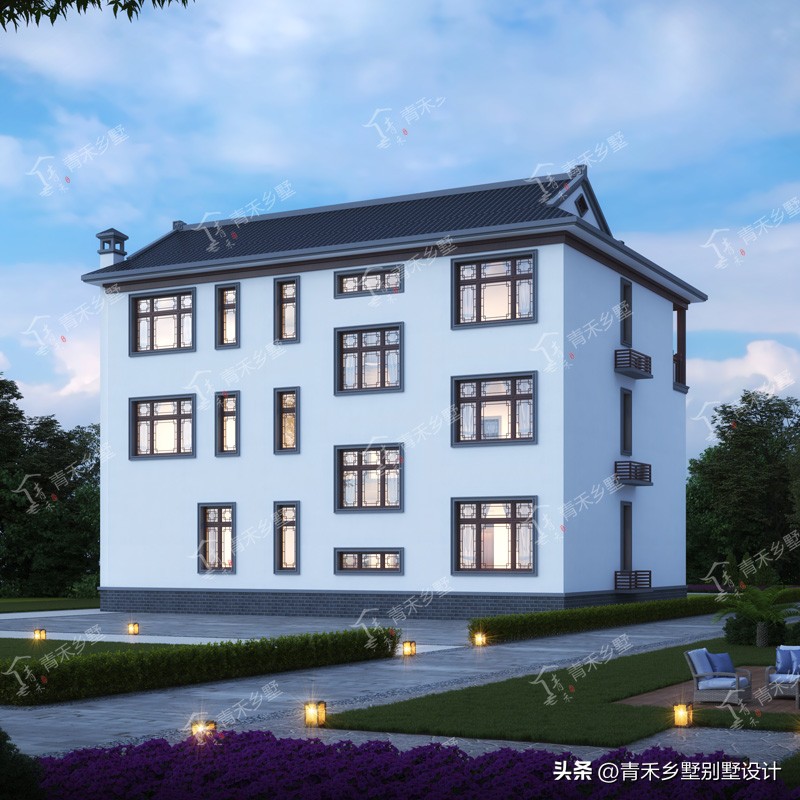 农村自建新中式三层别墅图大全,农村170平米三层自建别墅外观
