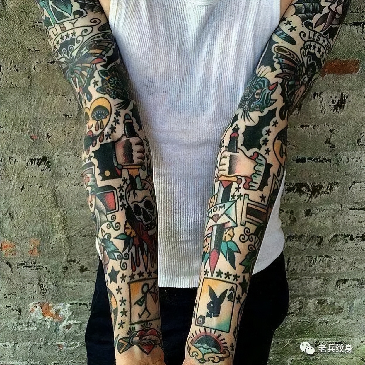 花臂纹身彩臂,花臂一次性纹好还是分次纹好