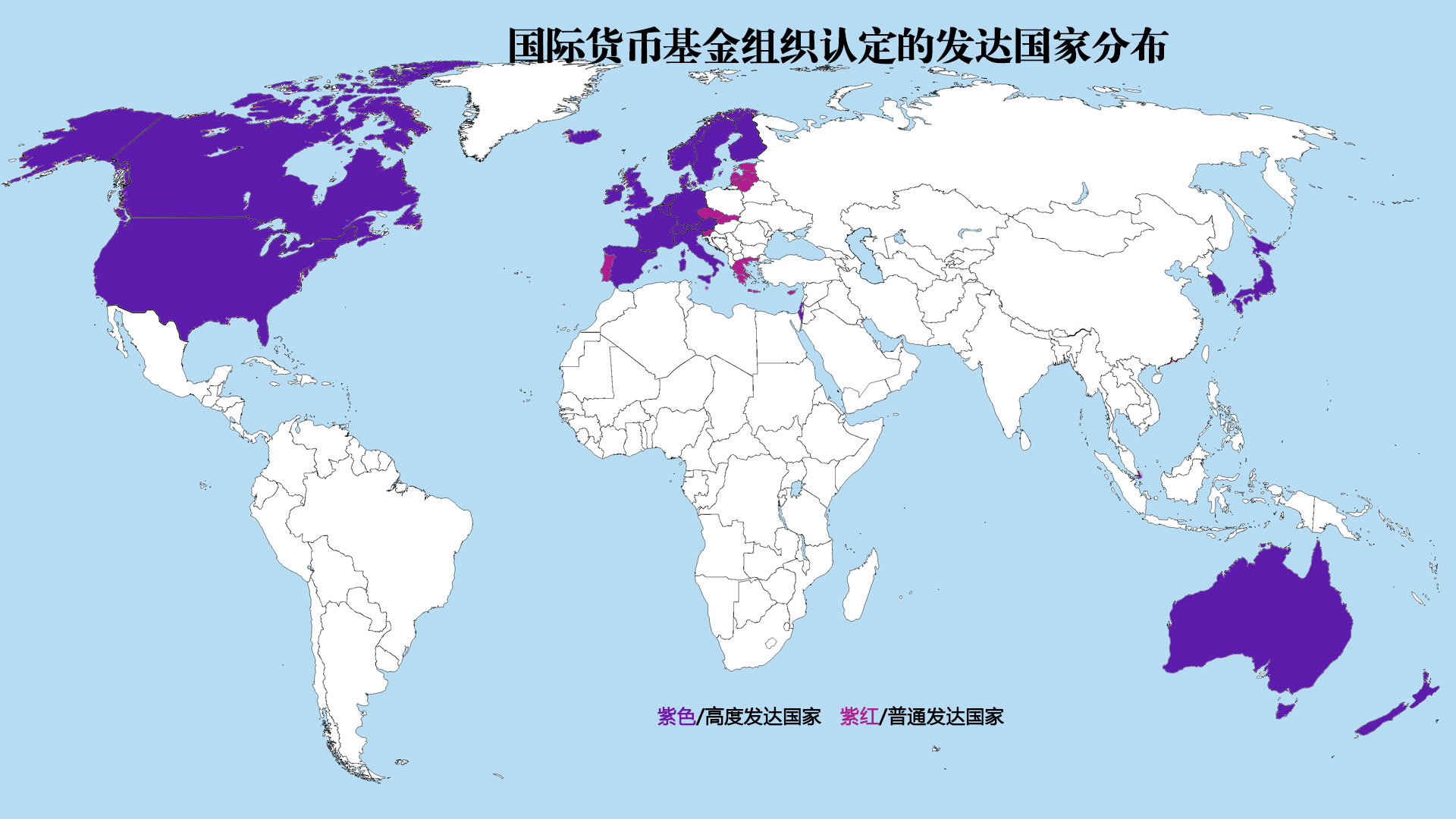 27国发达国家名单,发达国家发展中国家分布图