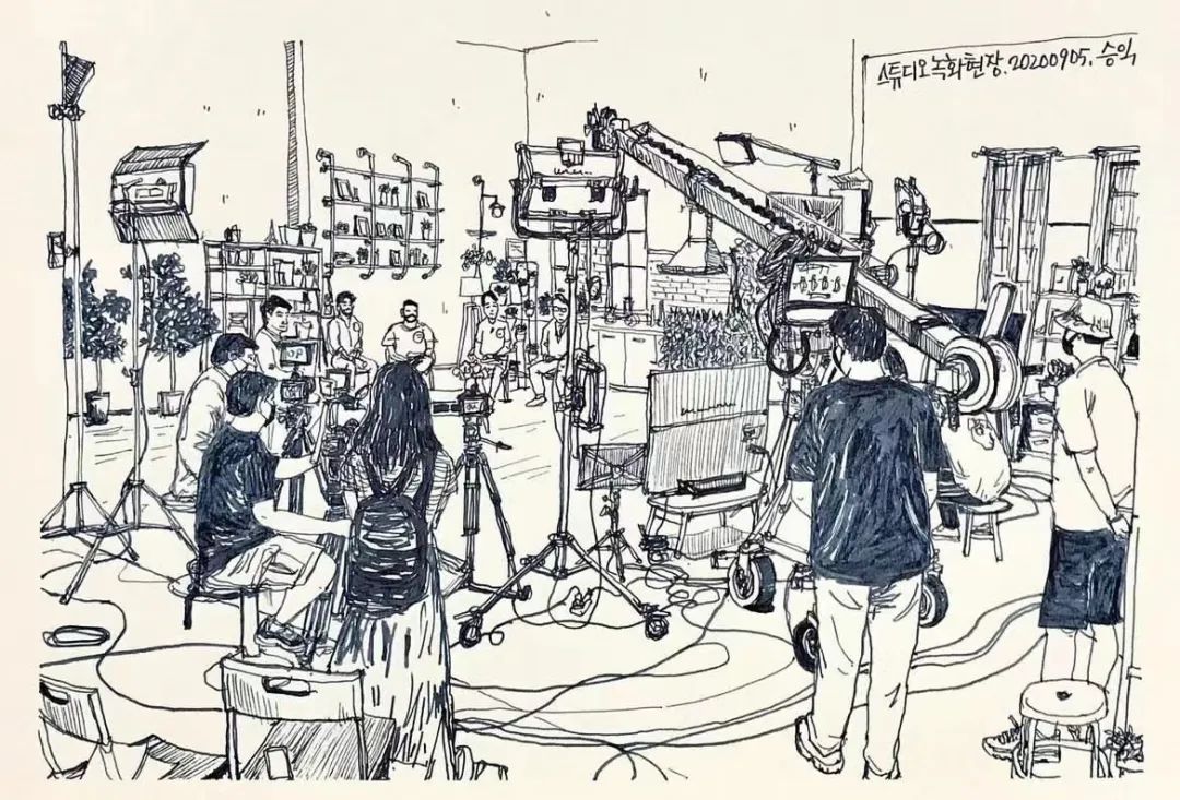 日本画家创作的铅笔街景速写,韩国速写大师