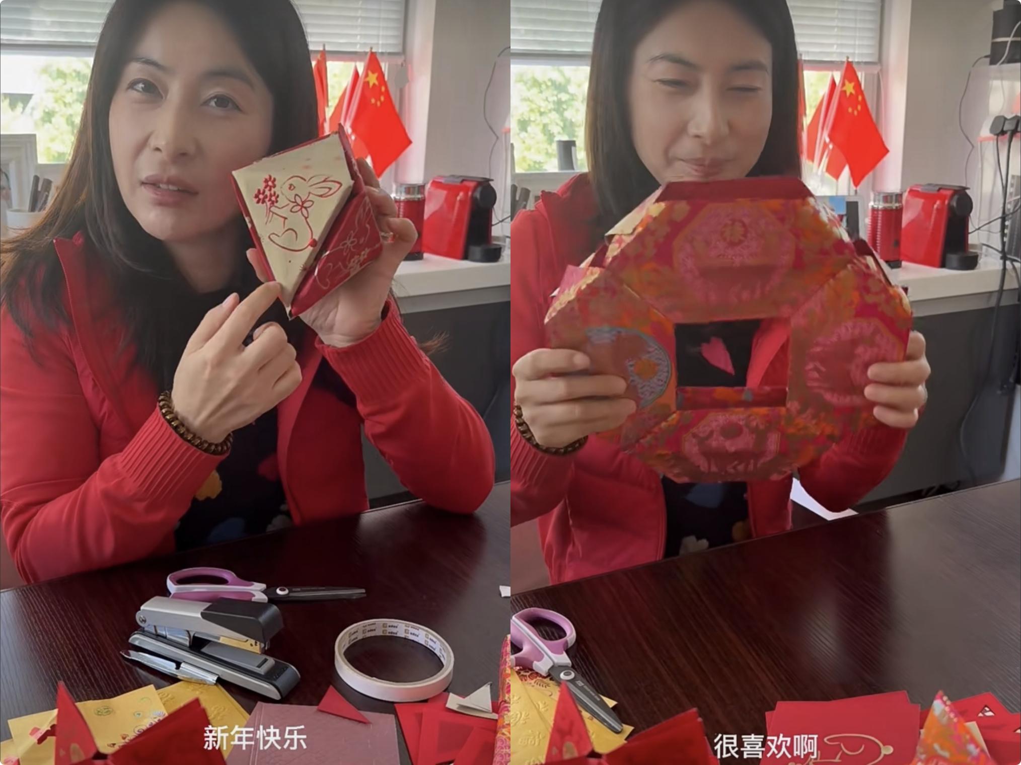 郭晶晶做灯笼,郭晶晶陪女儿做灯笼