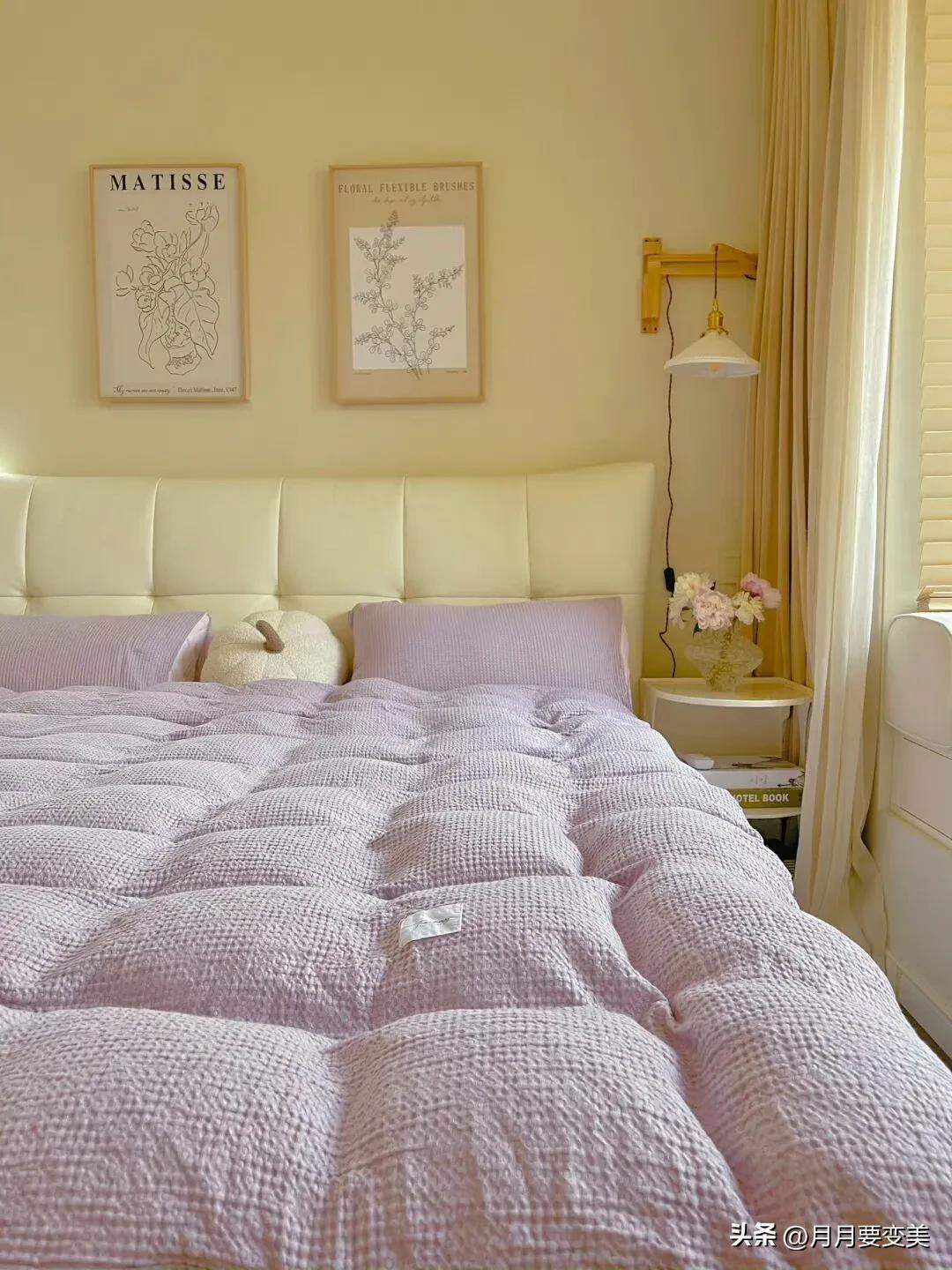 紫色卧室装修效果,卧室粉紫系装修