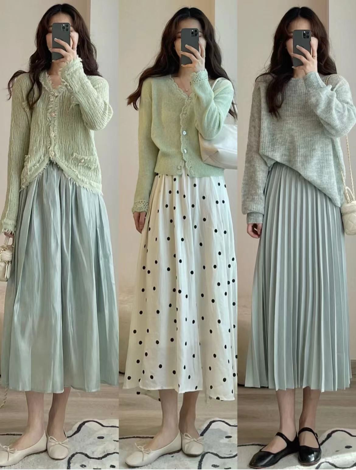 秋半身裙穿搭优雅,初春格子半身裙女生气质穿搭方法