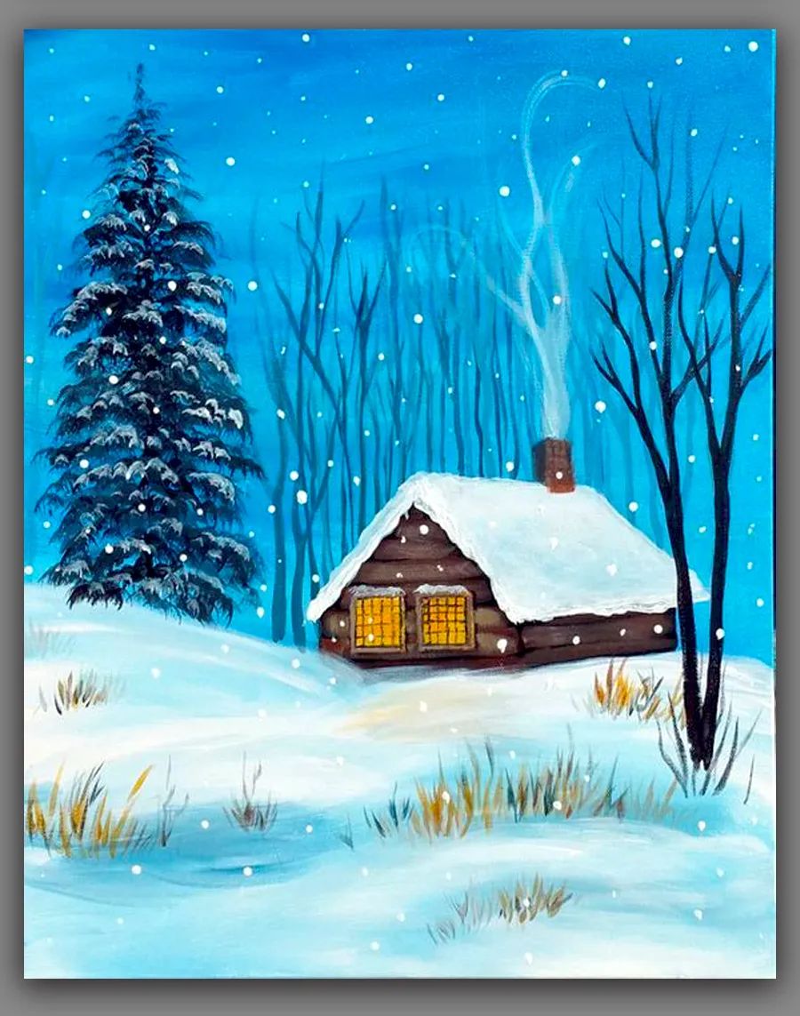 水粉画冬日初学简单雪人,冬日水粉画课件儿童6-12岁