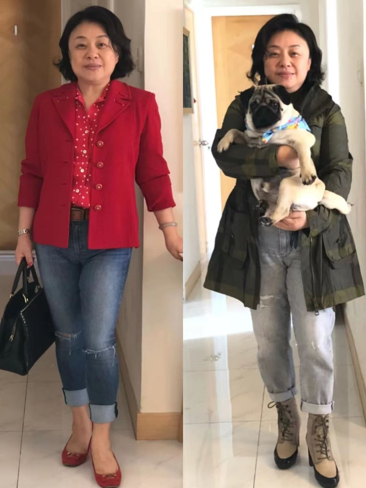 50+微胖妈妈穿裤禁忌：小脚裤配球鞋，学她这样穿身宽体胖也时髦