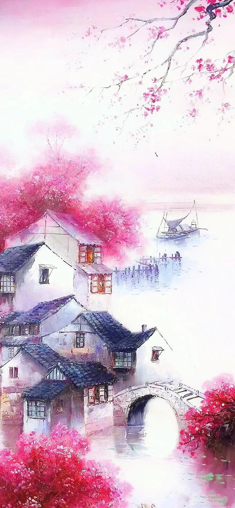 水墨画图片壁纸,手绘壁纸唯美意境水墨