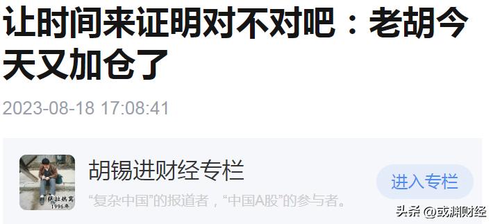 胡锡进炒股笔记,胡锡进点评股市