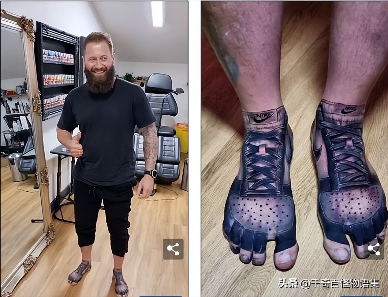 奇妙的点子：把最喜欢的运动鞋纹在脚上，这样就不用买新鞋了