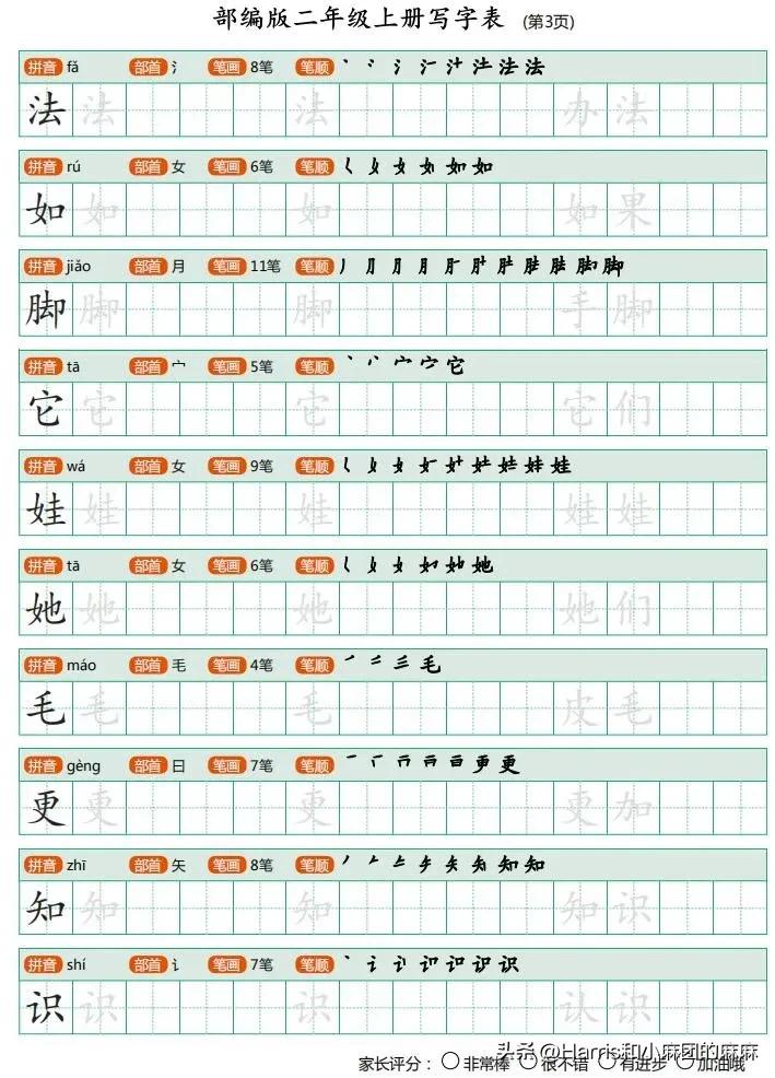二年级上册练字字帖带拼音笔画,一年级语文二类生字练字帖笔顺