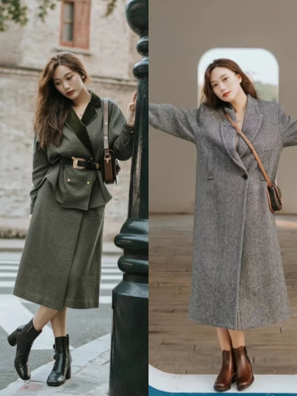 冬季长筒靴穿搭长羽绒服,冬季过膝长筒靴保暖穿搭