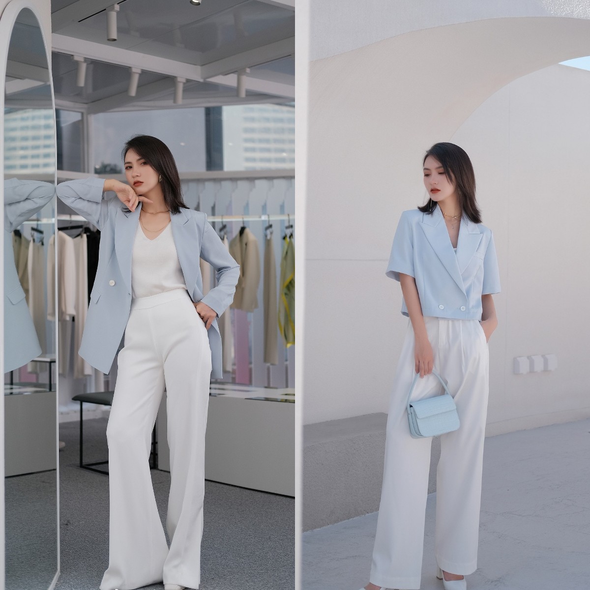 冬季米白色的裤子最佳搭配,白色裤子搭配任何颜色都好看