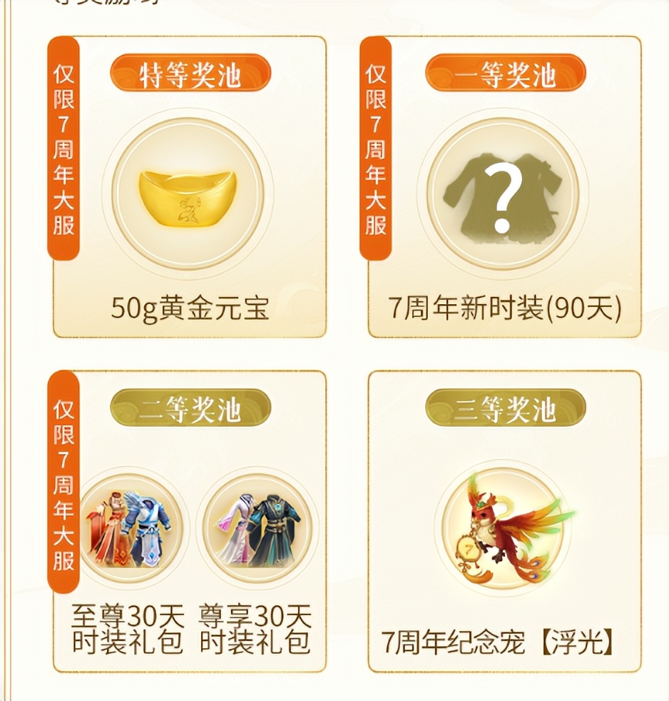 《问道》手游7周年，两*纪大**念宠免费领，真金元宝已进入奖池！