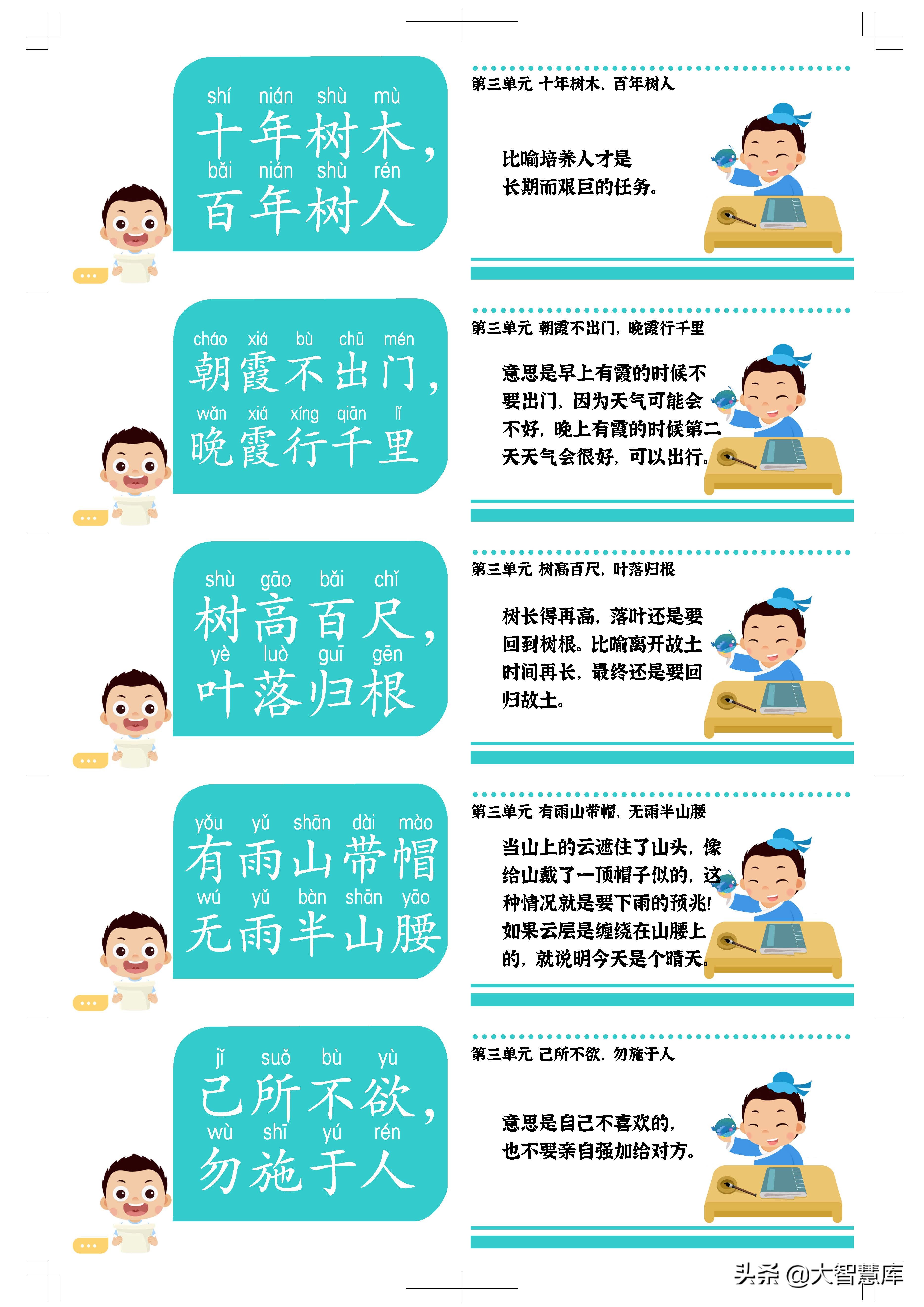 语文老师亲手整理绘制谚语小古文240句卡片，深受全班同学喜爱