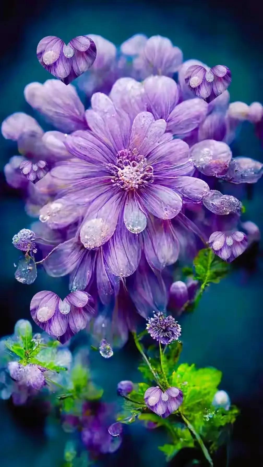 梦幻蓝色水晶花,梦幻玻璃水晶花