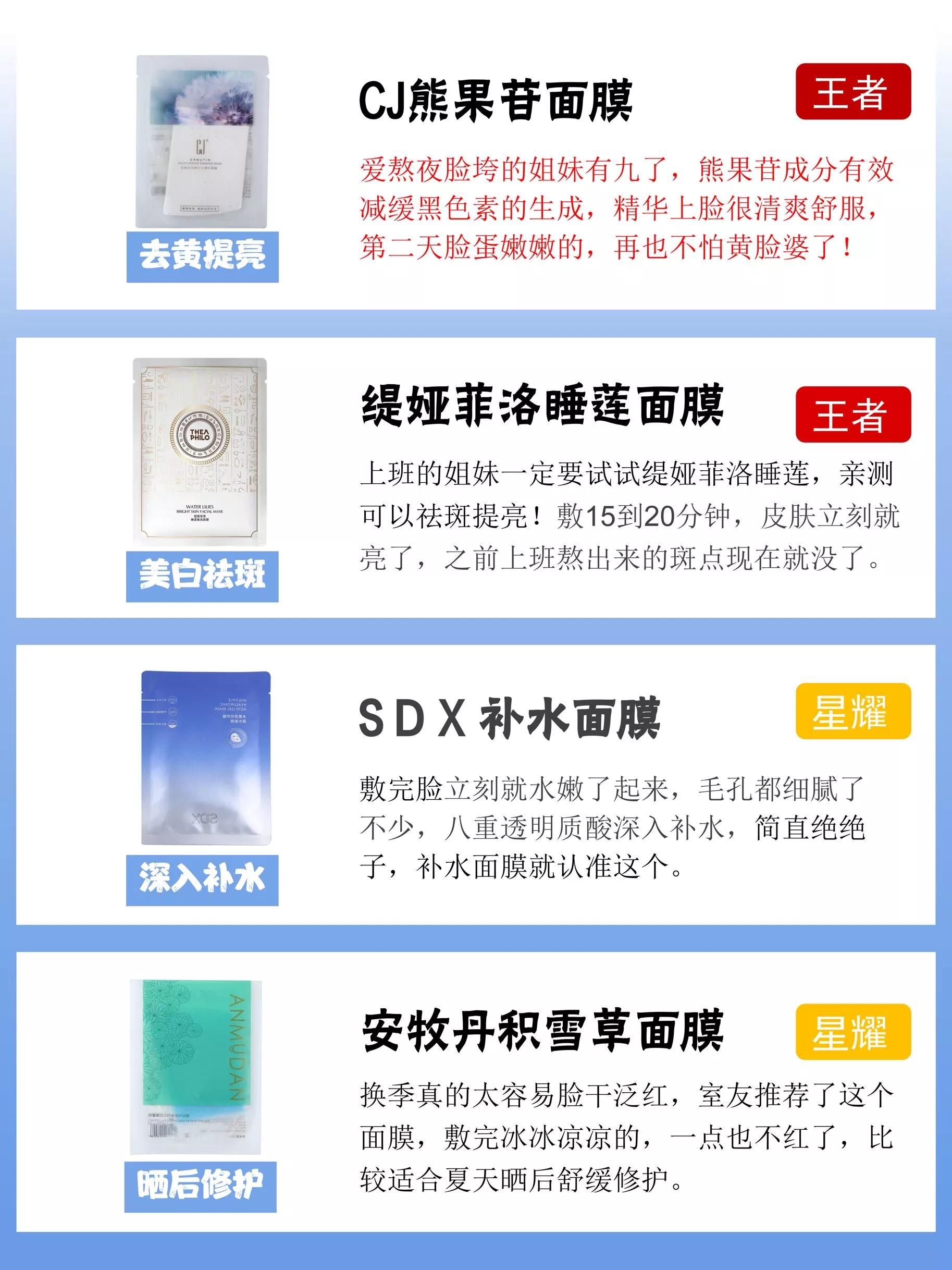 38面膜,面膜推荐48款