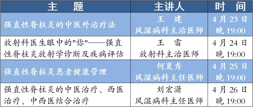 广安门医院将举办“强直性脊柱炎多学科协作”主题周系列活动