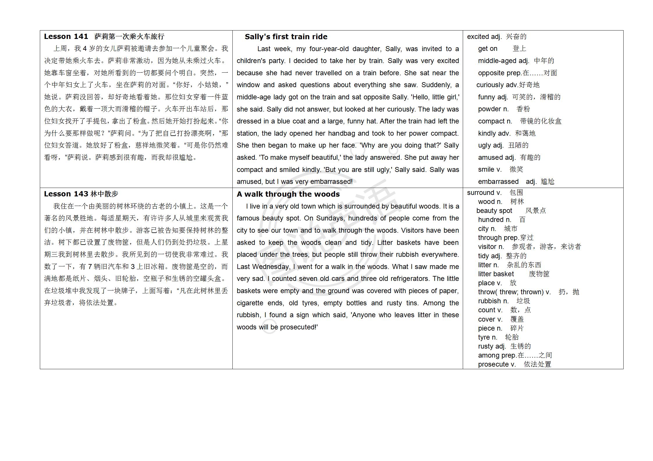 新概念英语第一册英汉互译,新概念英语入门级a版英汉互译