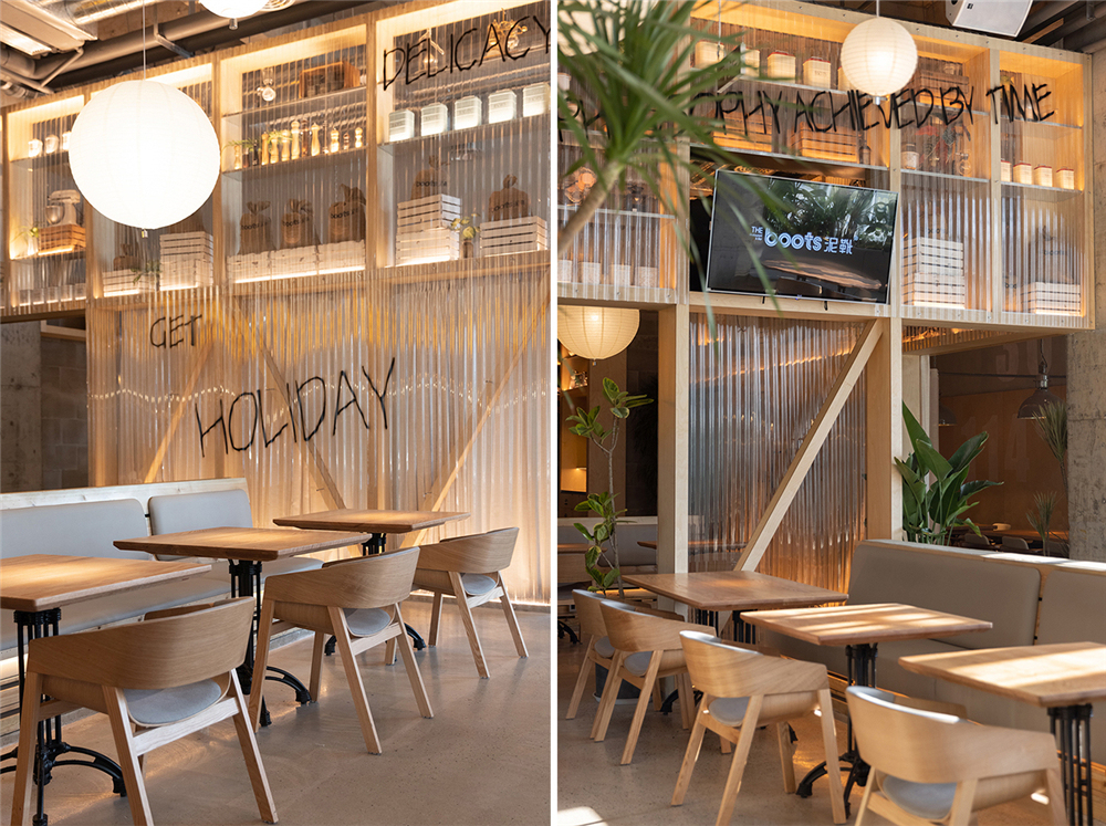 清新自然的装潢,60平轻奢风西餐厅设计