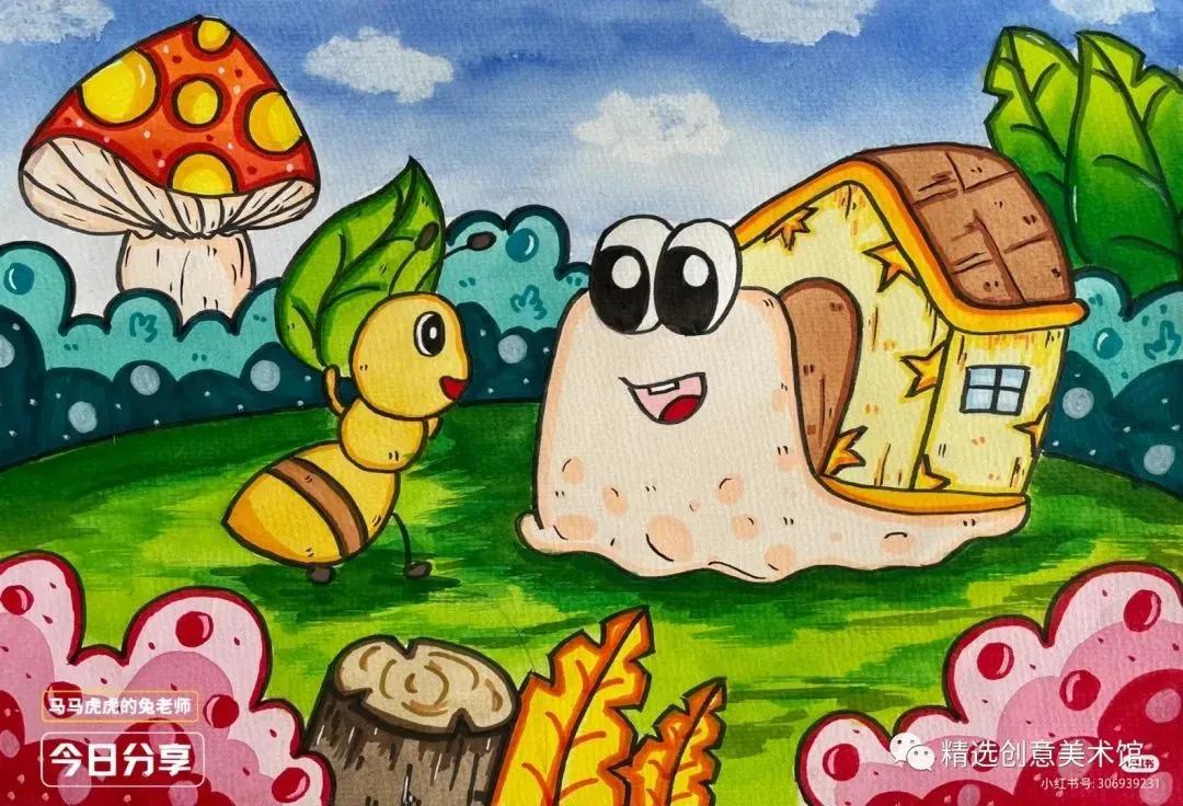马克笔画儿童故事插画图,儿童简单马克笔绘画创意3-6岁