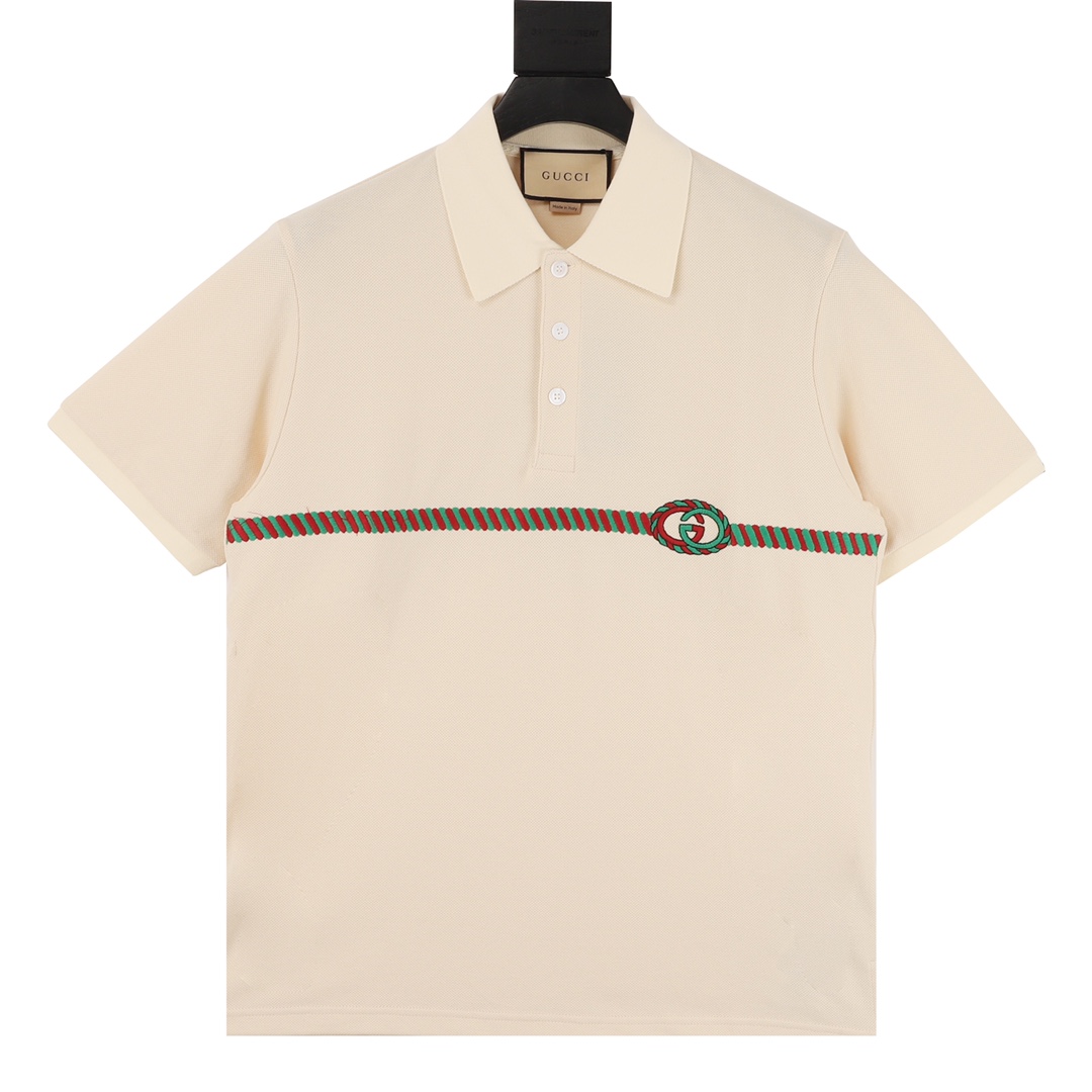 gucci腰带印花短袖 (gucci布贴刺绣提花字母短袖t恤)