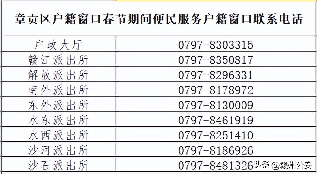 赣州派出所户籍部门上班时间,赣州公安户政服务大厅