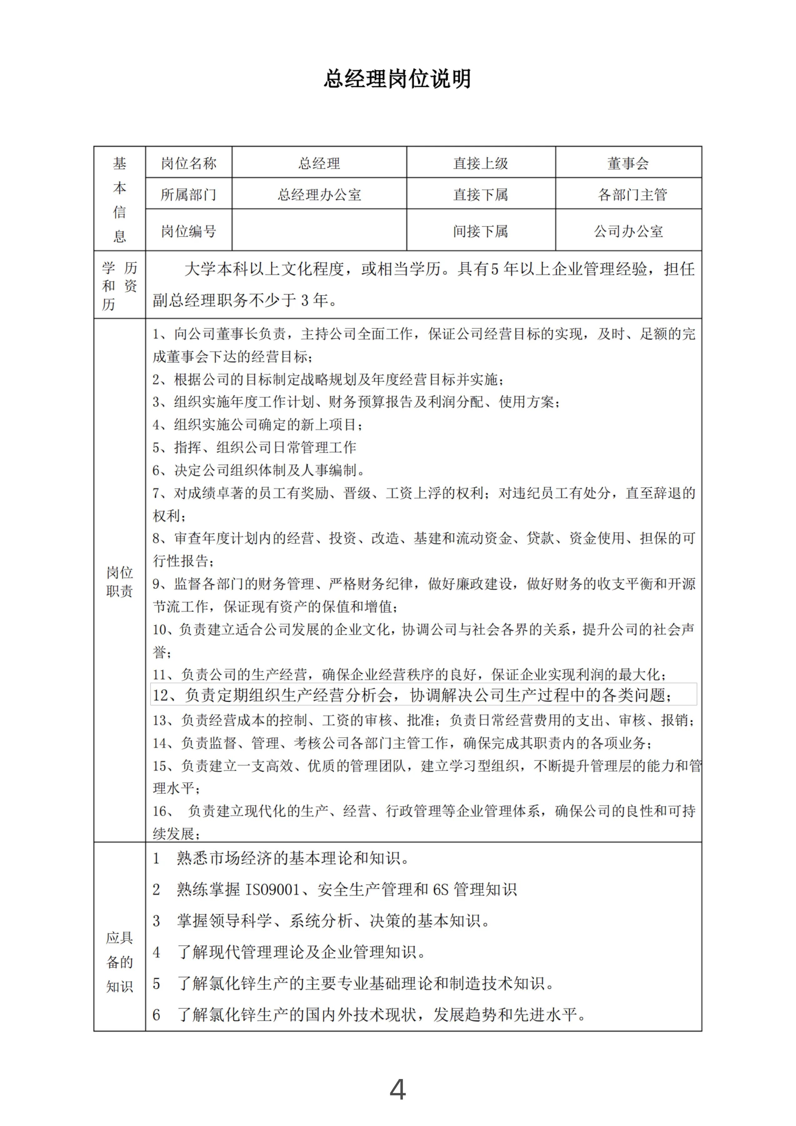 企业经营人员的岗位职责,岗位说明书与企业管理