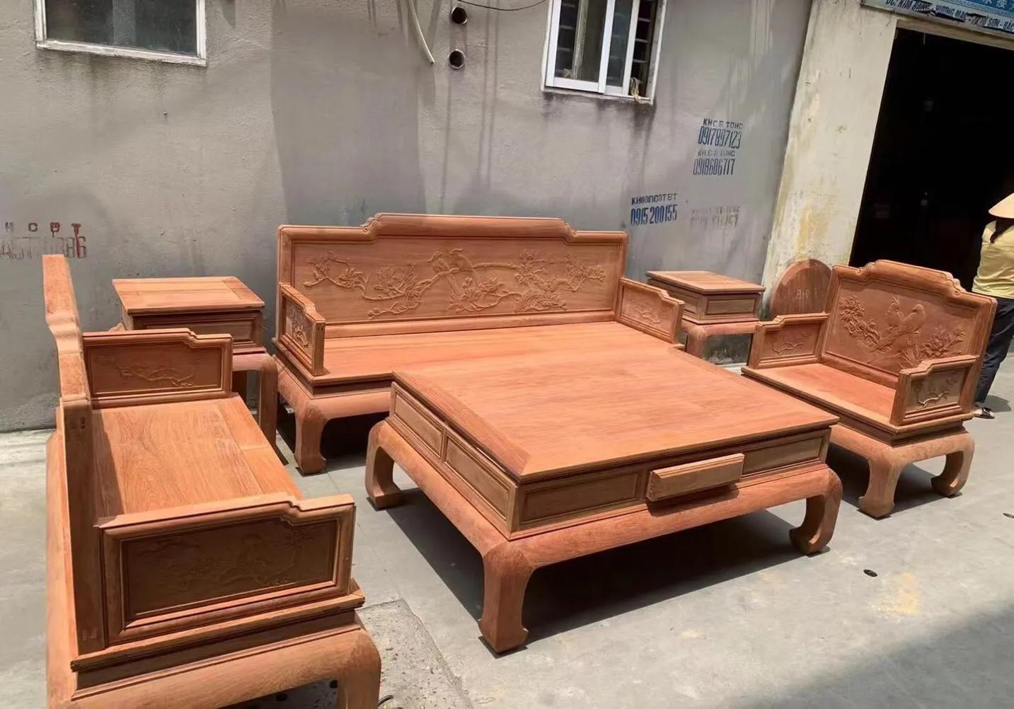 缅甸花梨大果紫檀宝座沙发组合,缅甸花梨生胚宝座六件套沙发