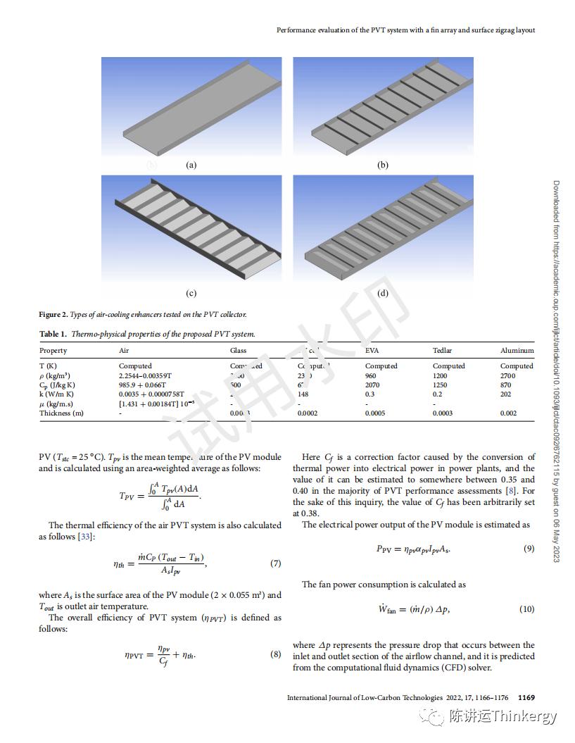 具有翅片阵列和表面锯齿形布局的PVT系统的性能评估