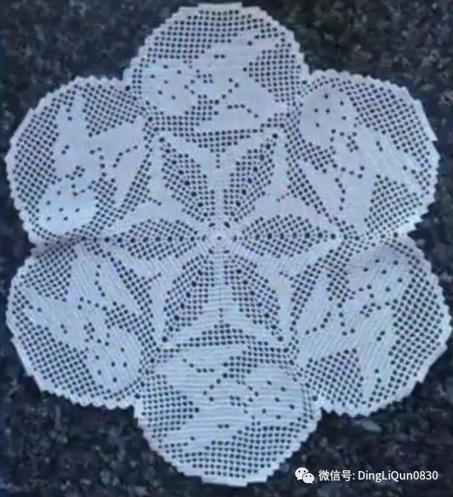 针织钩花小桌布,毛线编织钩花桌布图案