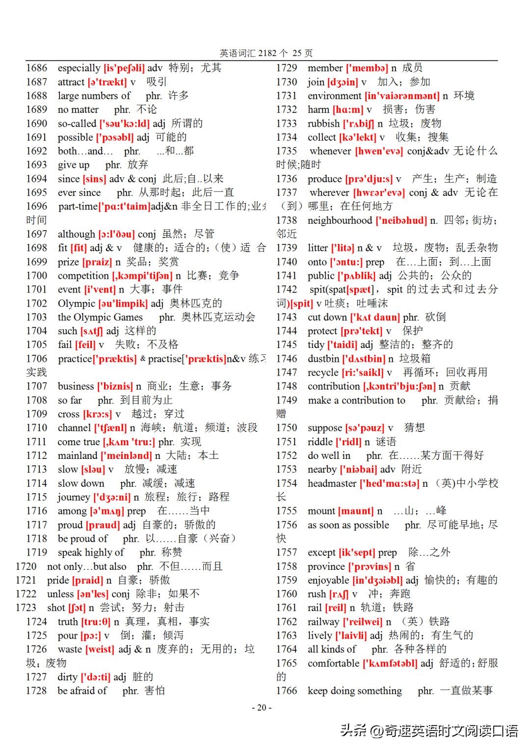 初中英语词汇表2182听写版,初中英语218个重点英语短语