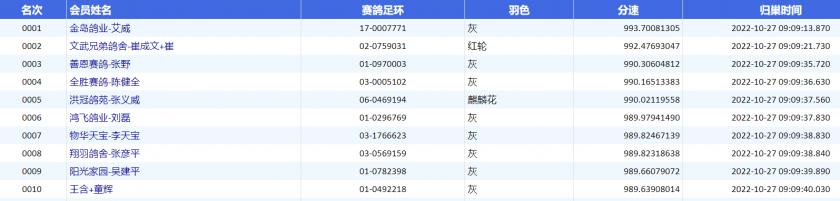 辽宁神州辉煌公棚300公里成绩,神州辉煌决赛归巢