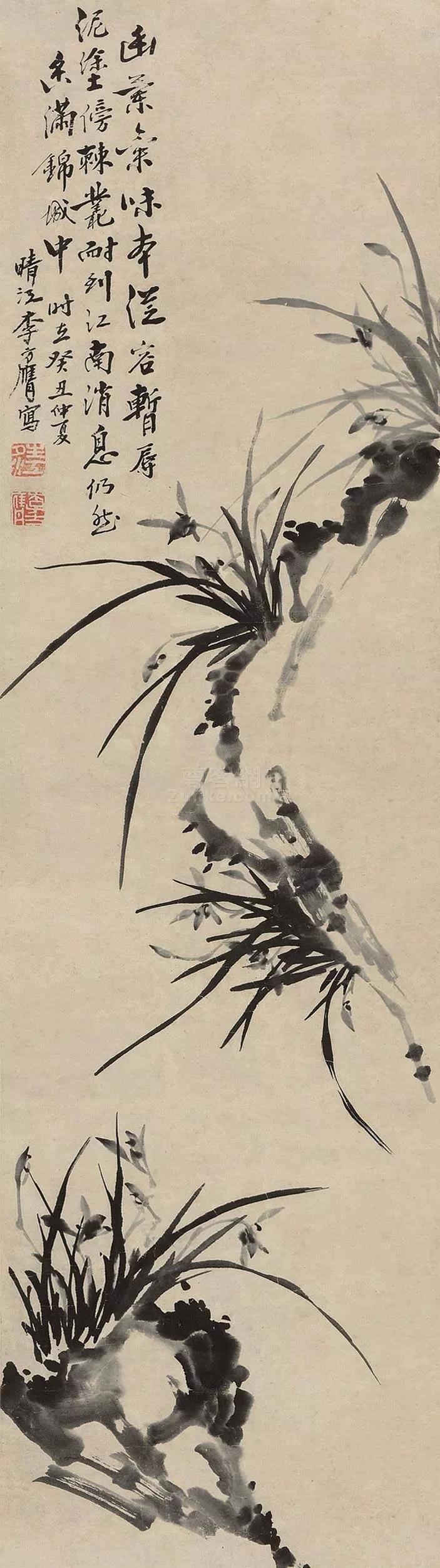 李方膺的国画墨梅图,李方膺画风竹作品