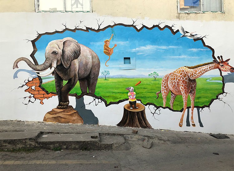 十堰外墙彩绘手绘,墙体彩绘手绘公司