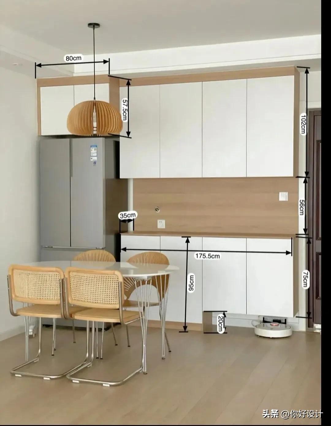 冰箱柜一体效果图预留尺寸,海尔双开门冰箱尺寸一览表