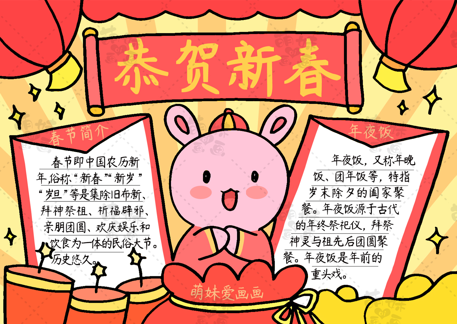 2023兔年手抄报,新年手抄报2023兔年简单好看