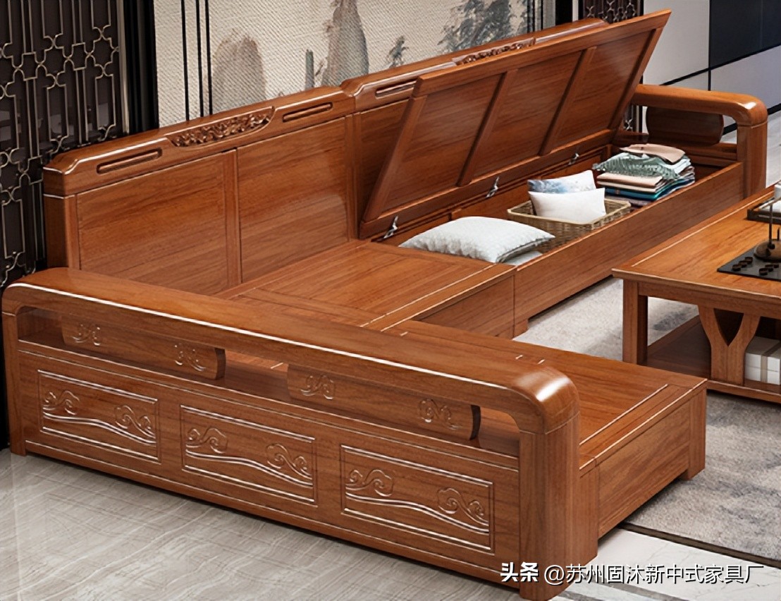 江苏简约新中式实木沙发,实木沙发小户型中式家具