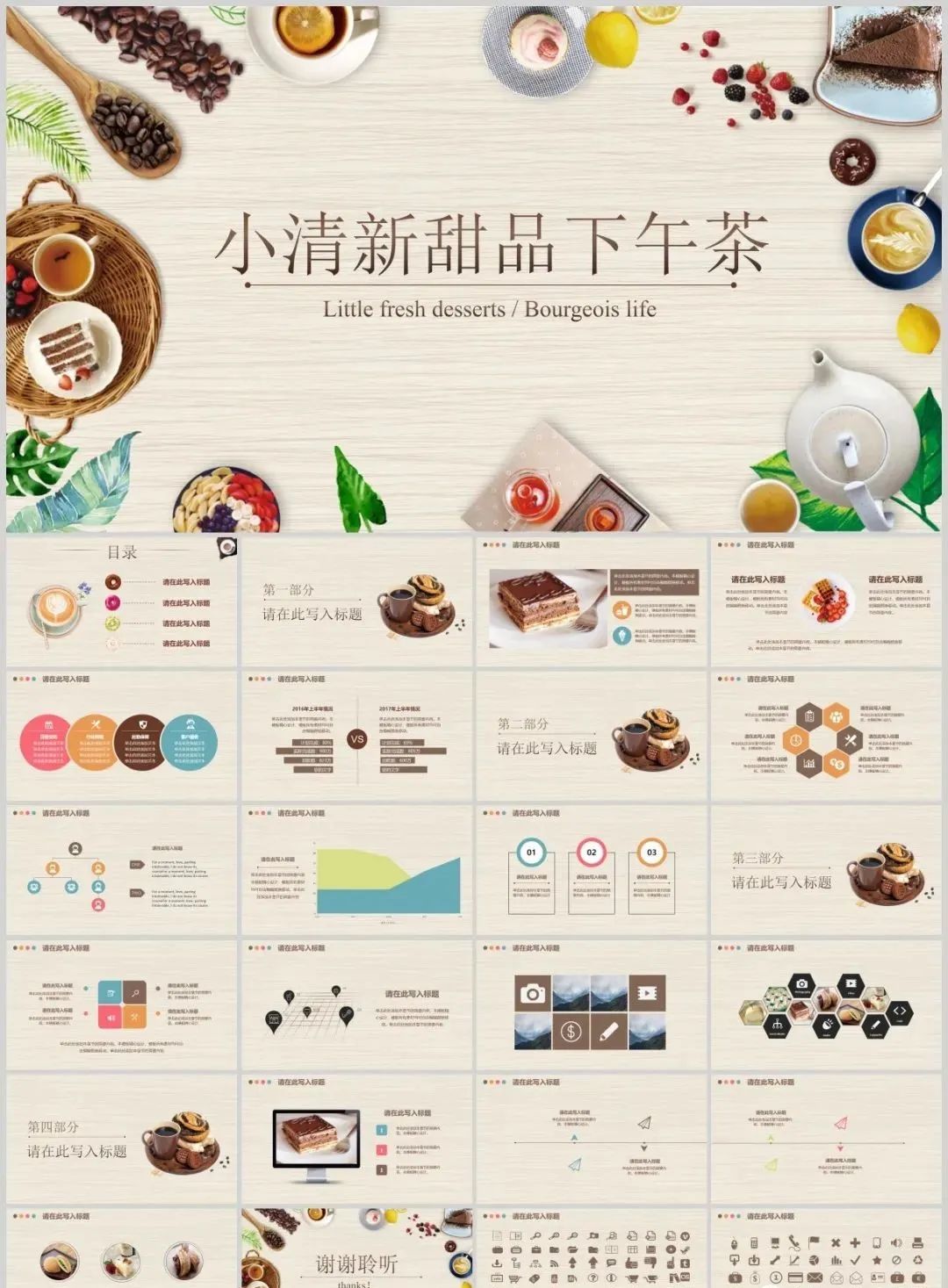 甜品食品ppt模板,甜品ppt模板教程