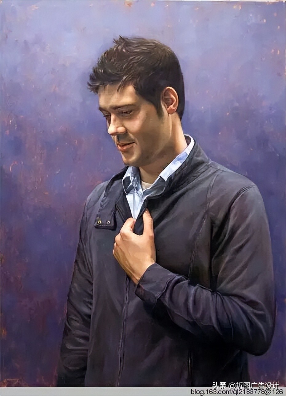 彩色粉笔人像绘画,人像粉笔画