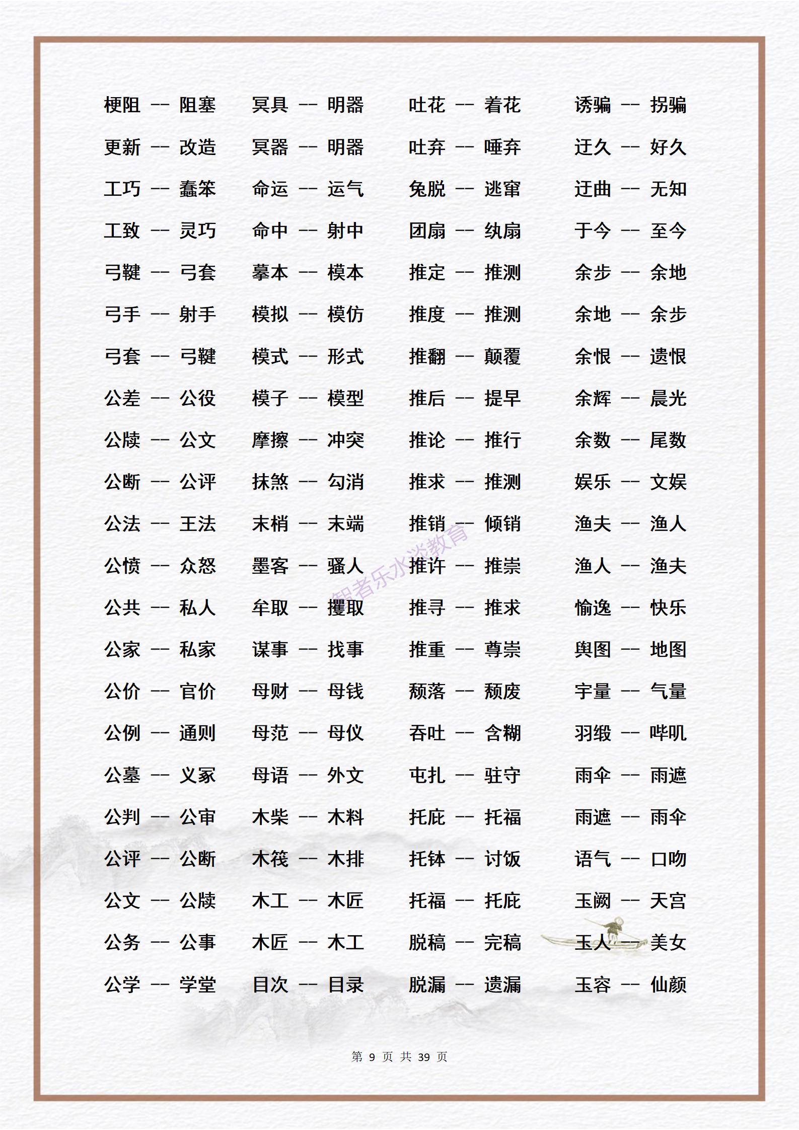 素材：中小学生必须熟练掌握的3000个《近义词》大合集