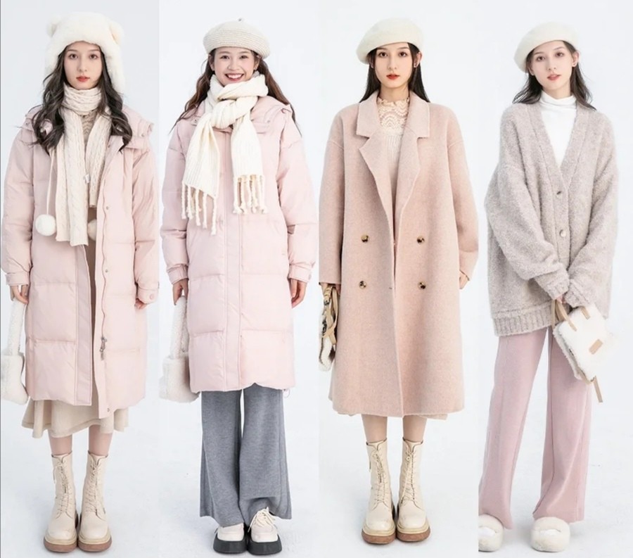 粉色系修身显瘦的穿搭女春秋,裸粉色显白又显嫩这样穿避免土气