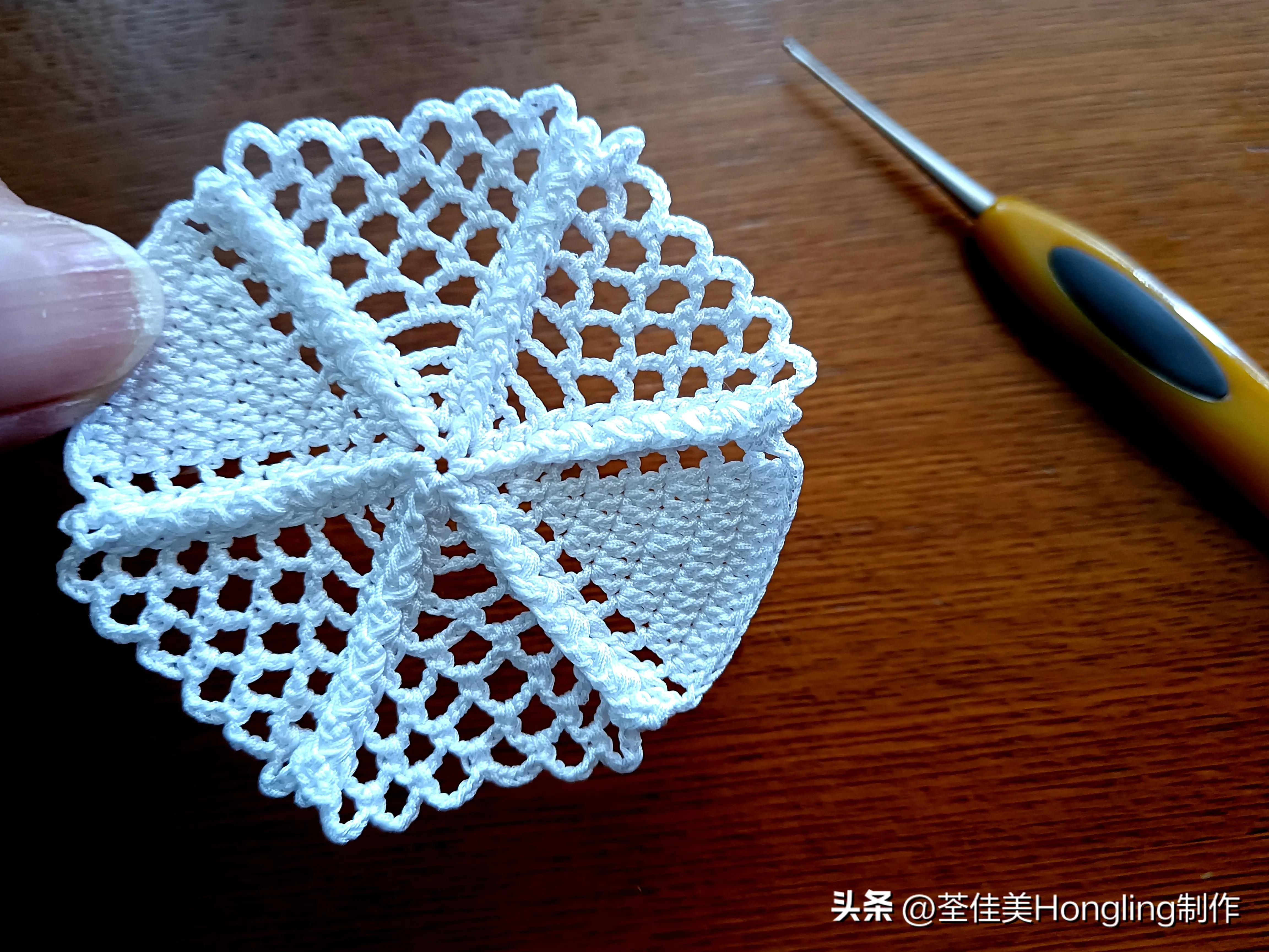 钩针钩织网格花样视频教程,钩针钩织菱形网格花样视频教程