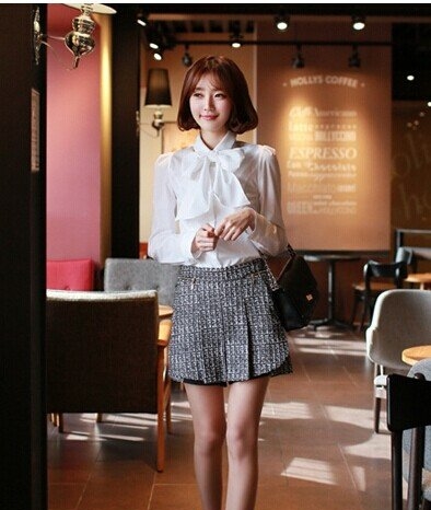 韩系小众雪纺衫,时尚雪纺上衣韩版修身显瘦