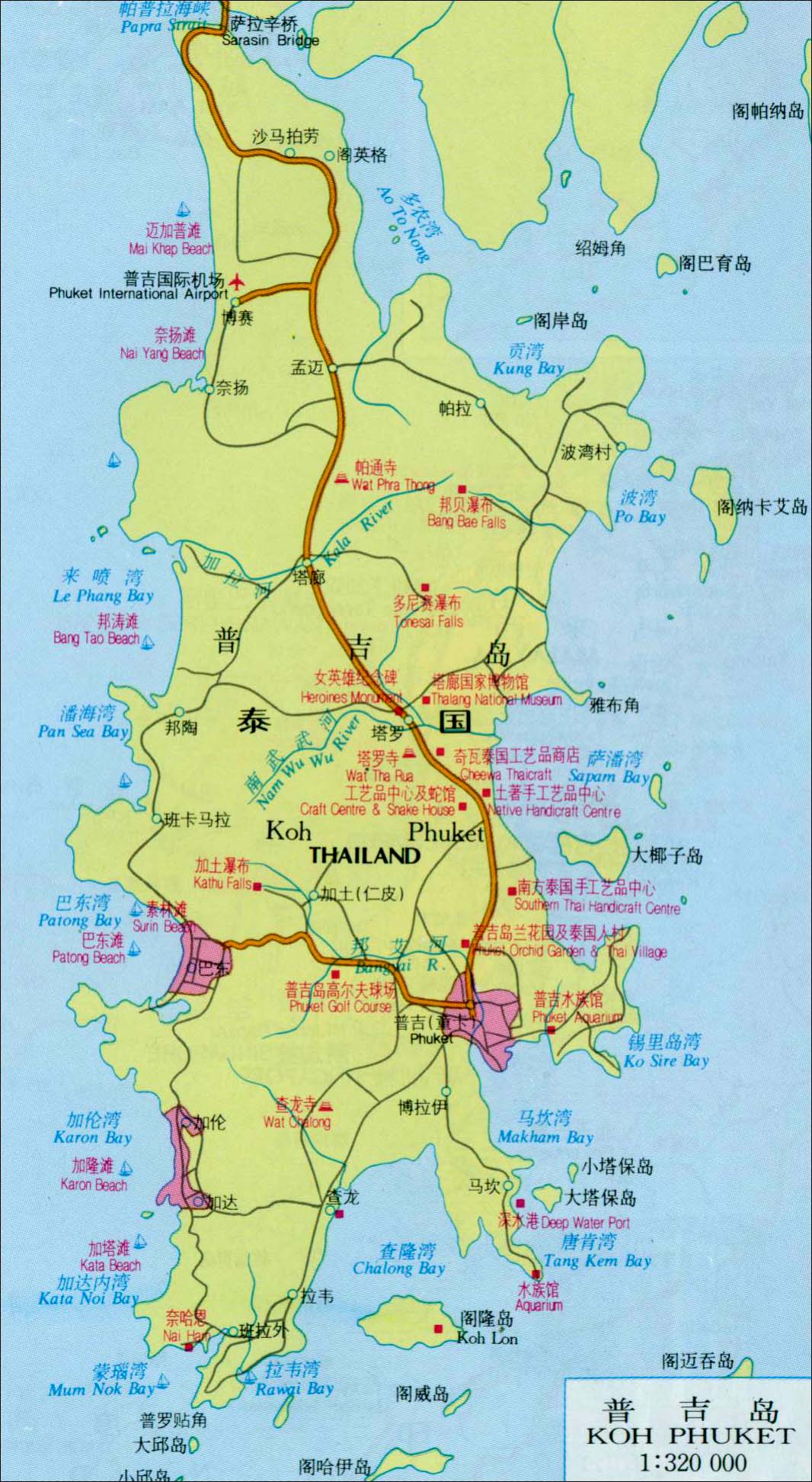 泰国普吉岛旅游地图全图,泰国普吉岛旅游地图高清