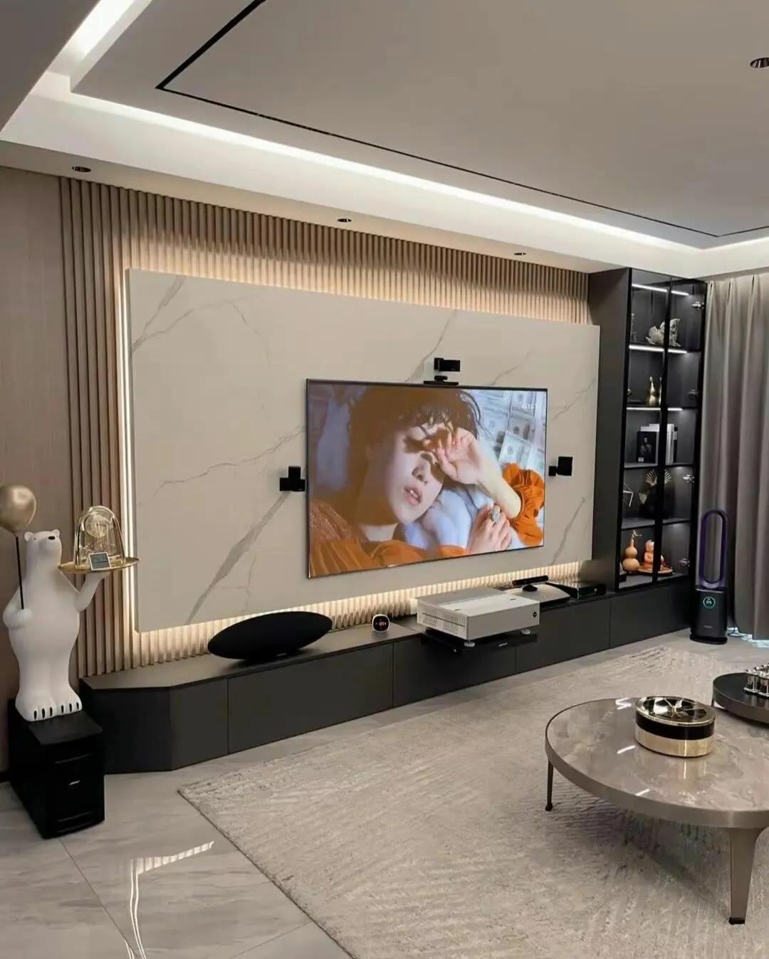 钛金条电视背景墙,电视背景墙20款壁画