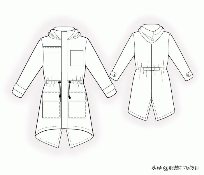 服装设计格子大衣款式图,服装设计风衣效果图