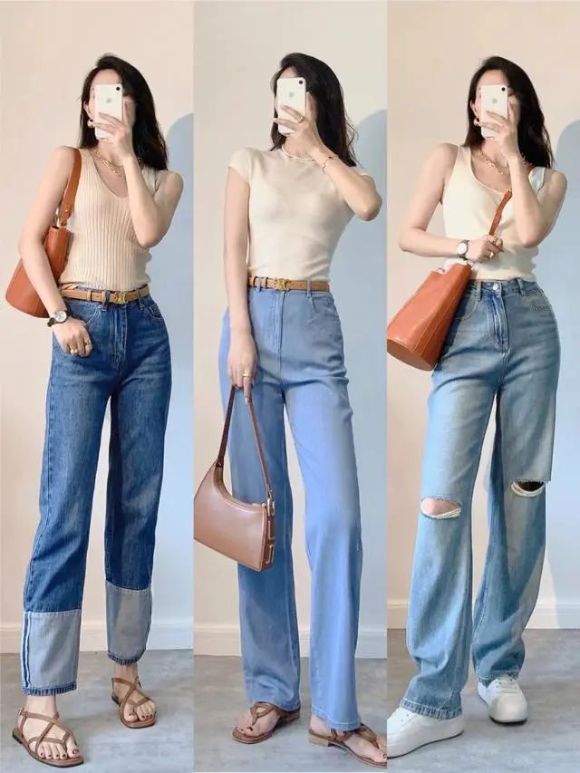 适合各种腿型的裤子穿搭,气质直筒白裤子的穿搭技巧