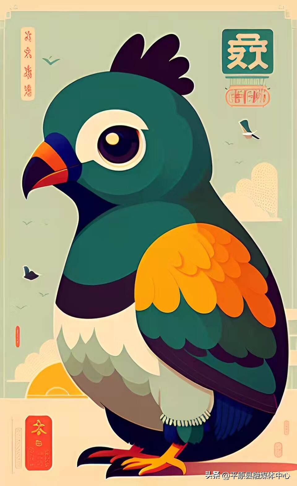 候选作品亮相吉祥物来为“中国平原•千年鸽乡”加油助威！