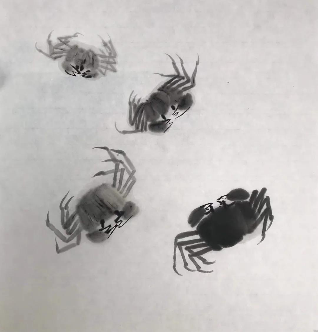 国画教程螃蟹的写意画法,写意国画熟螃蟹的画法步骤图片