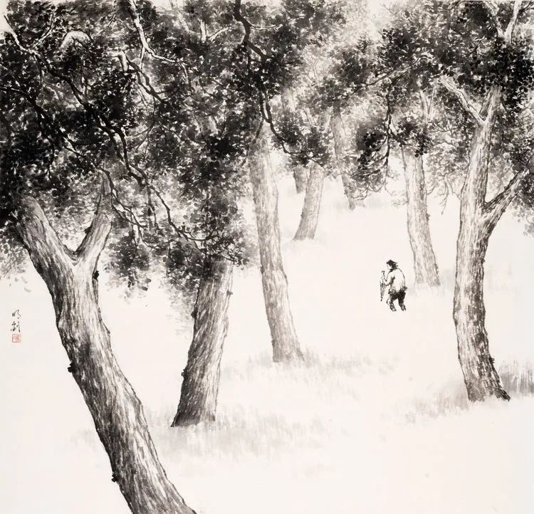 仁山智水山水画,仁山智水书法作品